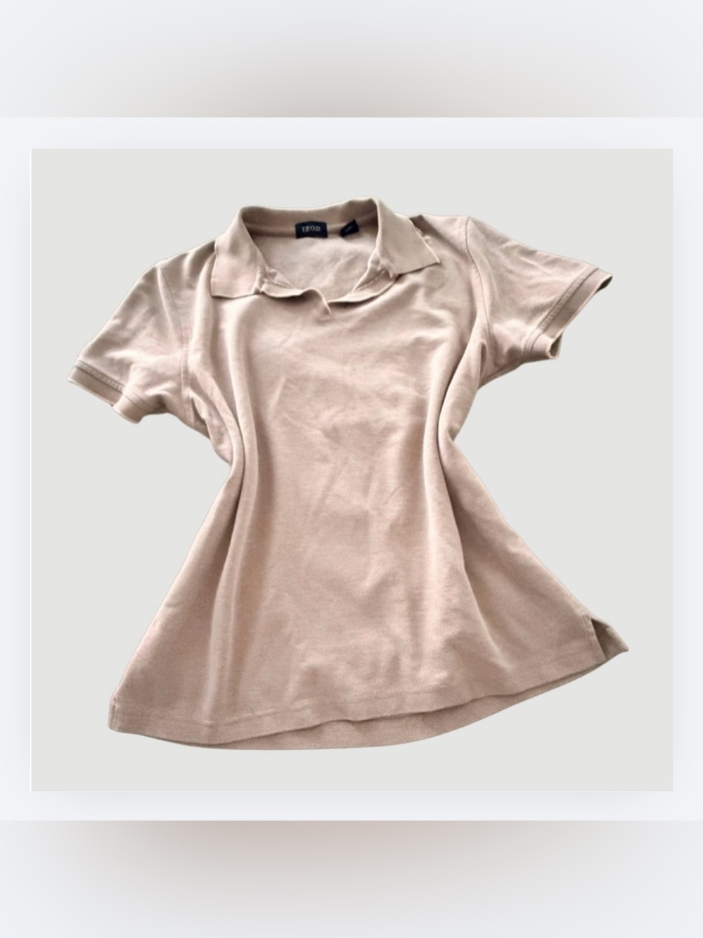 IZOD Women's Short Sleeve Polo in Light Beige, Size Large